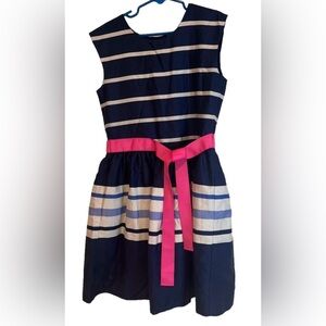 Carters girls sleeveless dress size 8 church dance school blue white pink ribbon